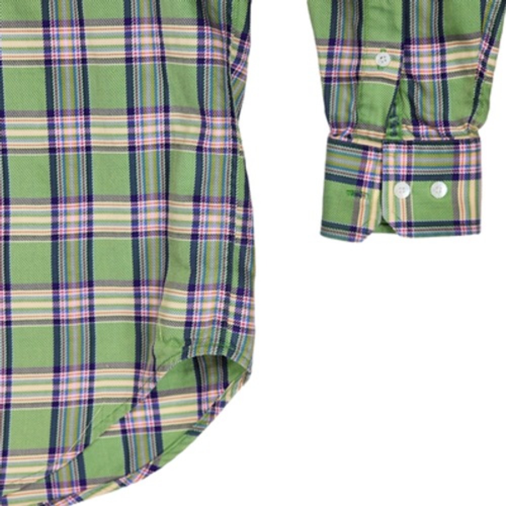 Bobby Jones Collection XS Button Down Shirt Mens 14.5-15 Plaid Green Blue Italy‎ - Picture 10 of 13